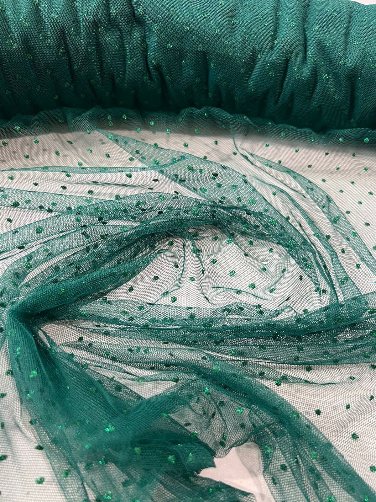 Tecido Tule Pingos D'água Tule com brilho Strass 1,40m largura