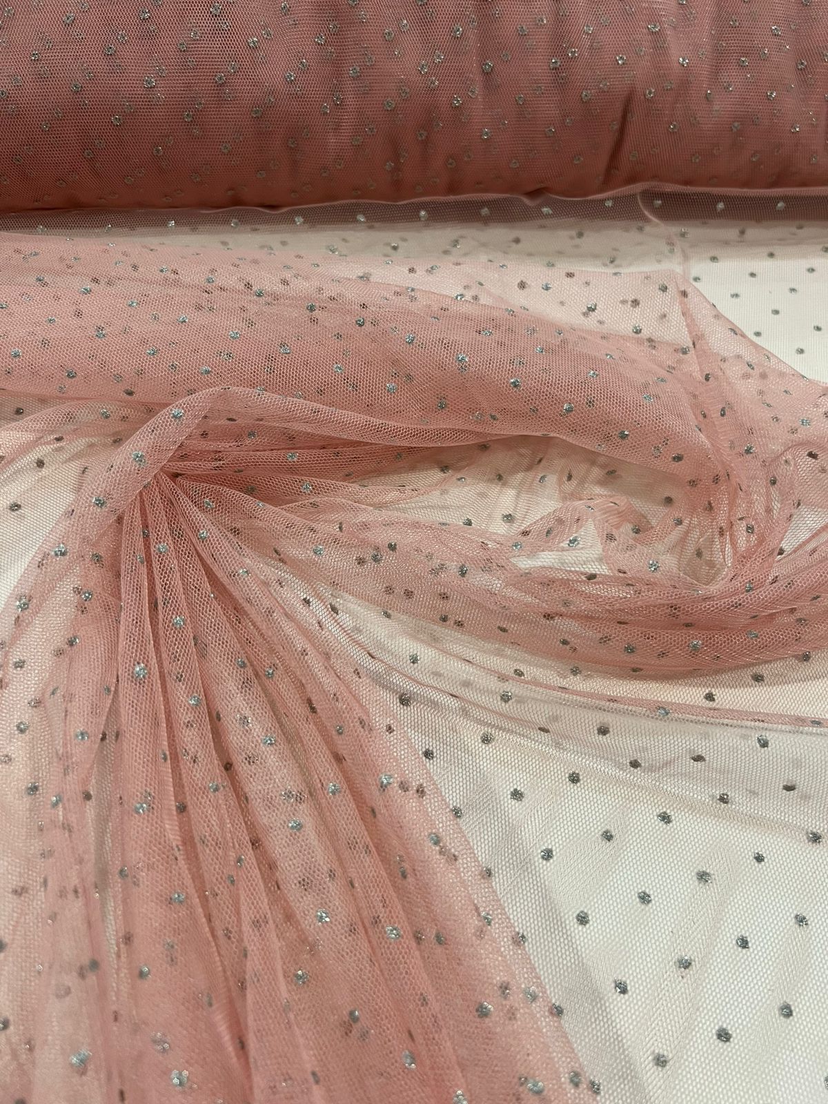 Tecido Tule Pingos D'água Tule com brilho Strass 1,40m largura
