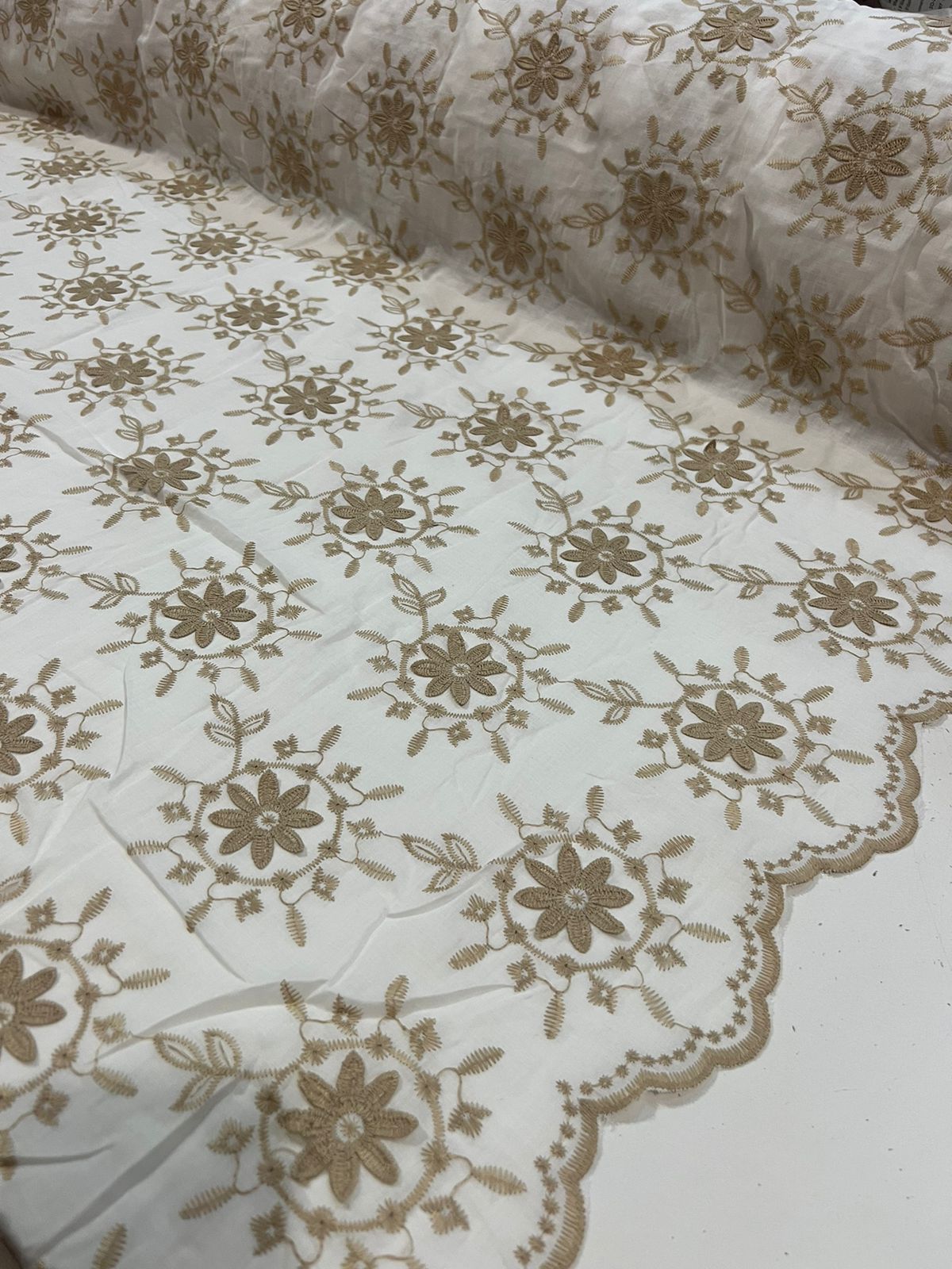 Tecido Laise Bordada 3D 100% algodão 1,40m Largura