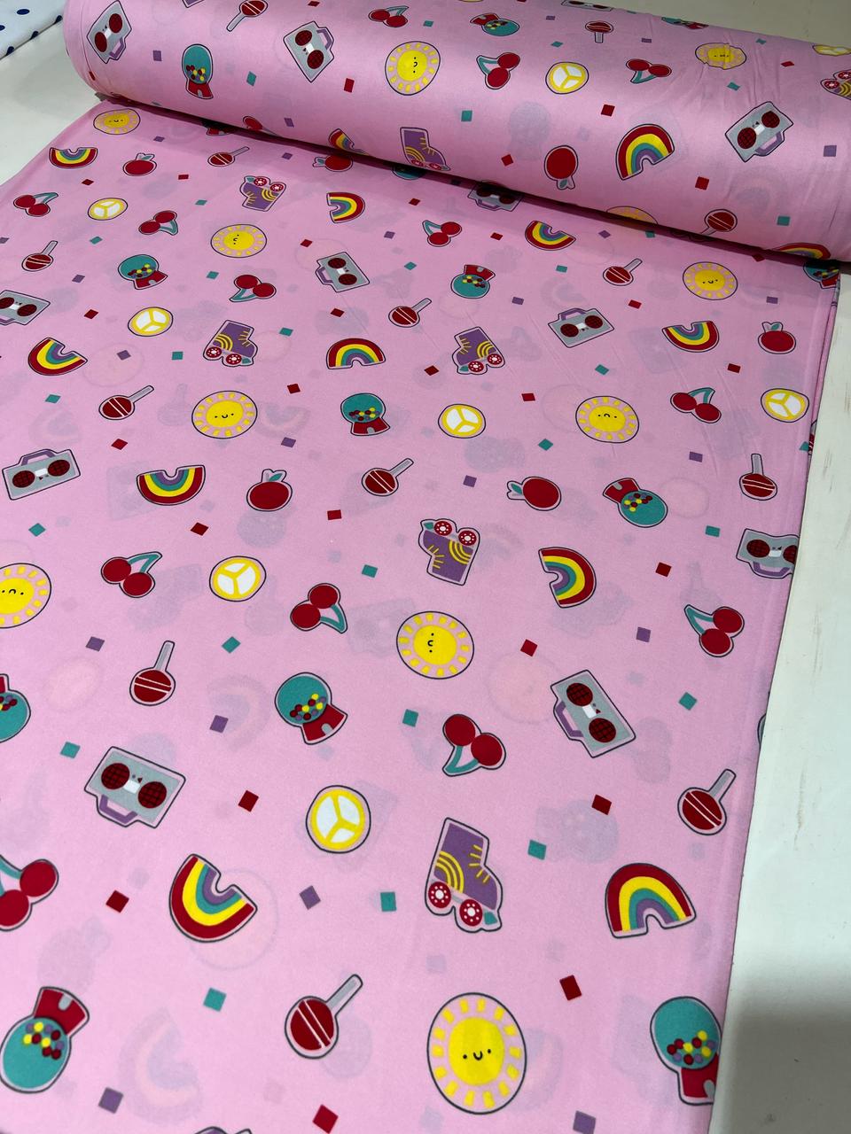 Tecido Malha para pijama estampada Suede Light Ultra Macio 1,60m largura