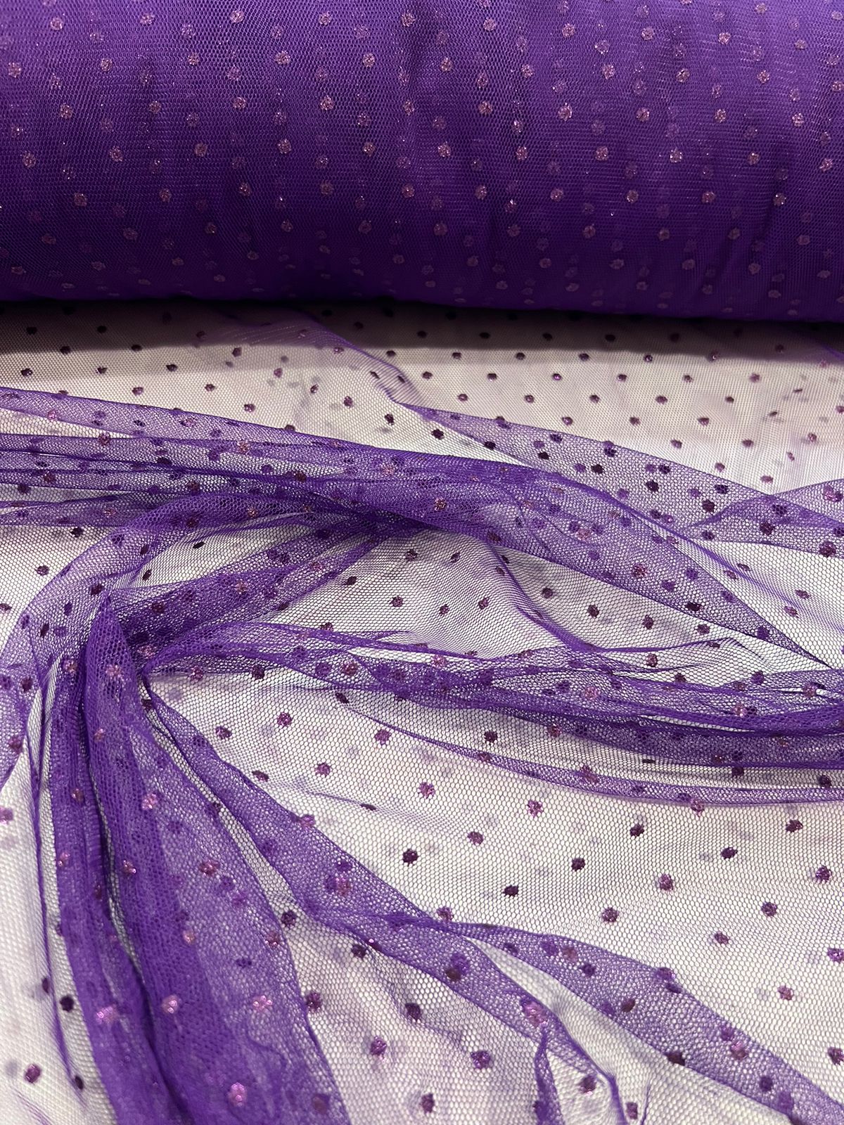 Tecido Tule Pingos D'água Tule com brilho Strass 1,40m largura