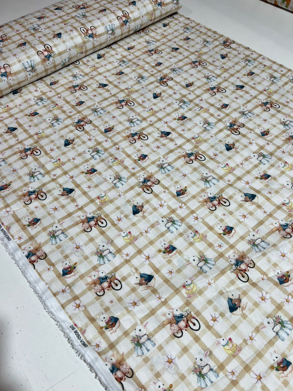 Tricoline 100% Algodão 50cm de comprimento x 1,5 largura padrão Estampas de pascoa