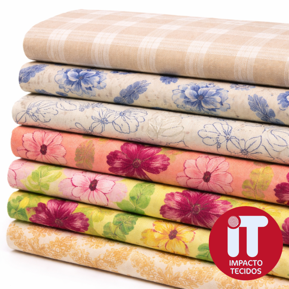Tecido Linho Misto Estampado 1,40m largura