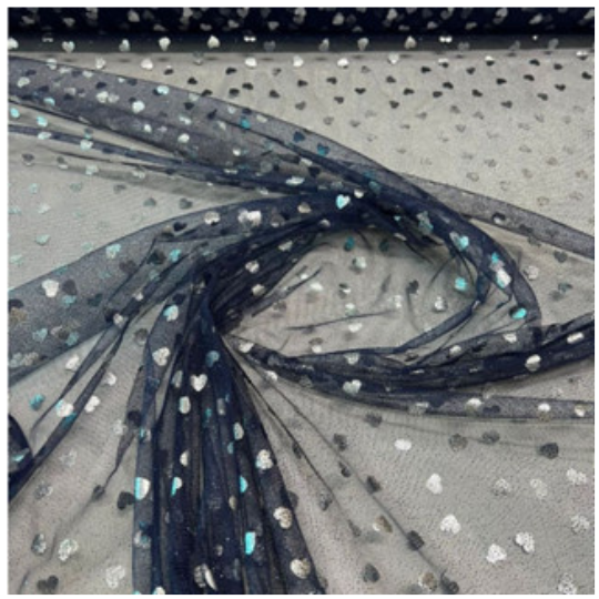 Tecido Tule Glitter estampado 1,5m largura Tule Cristal bordado