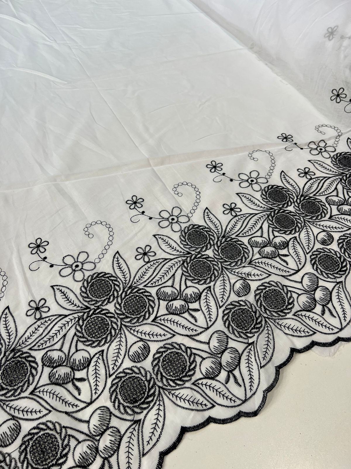 Tecido Laise Richilieu Barrada premium 100% algodão 1,30m largura