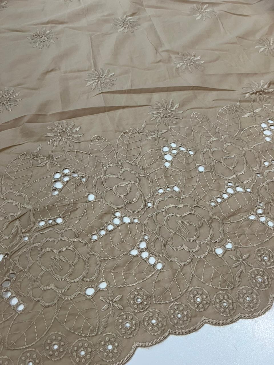 Tecido Laise Richilieu Barrada premium 100% algodão 1,30m largura
