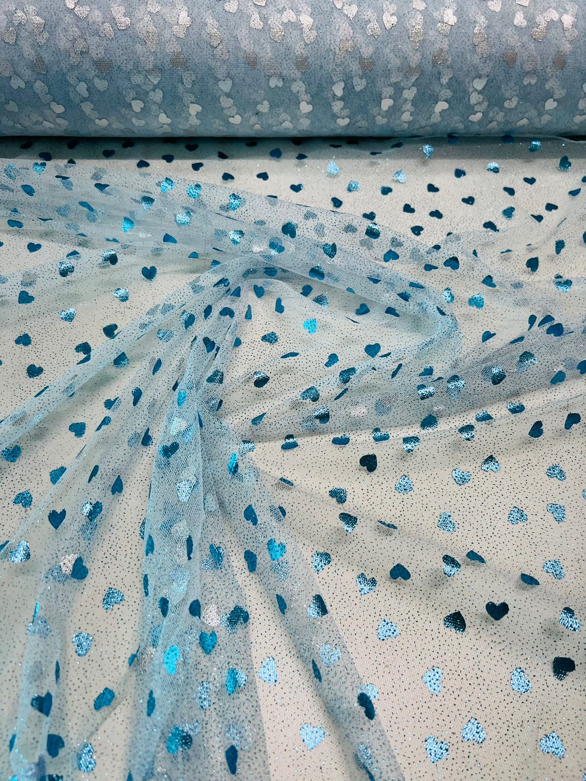 Tecido Tule Glitter estampado 1,5m largura Tule Cristal bordado