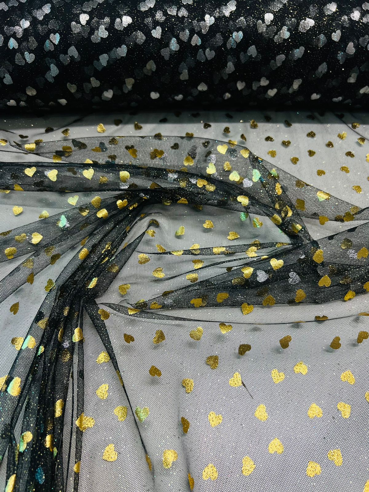 Tecido Tule Glitter estampado 1,5m largura Tule Cristal bordado