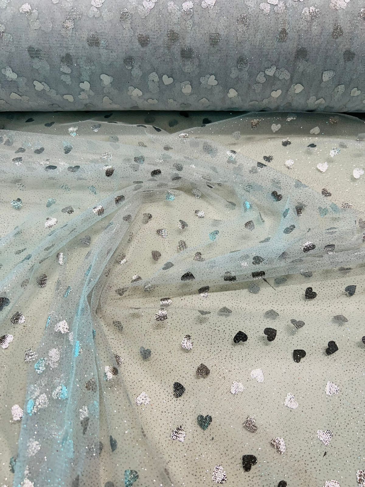 Tecido Tule Glitter estampado 1,5m largura Tule Cristal bordado