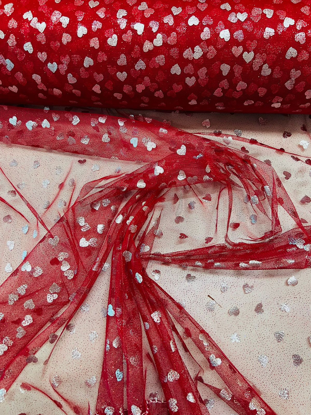 Tecido Tule Glitter estampado 1,5m largura Tule Cristal bordado