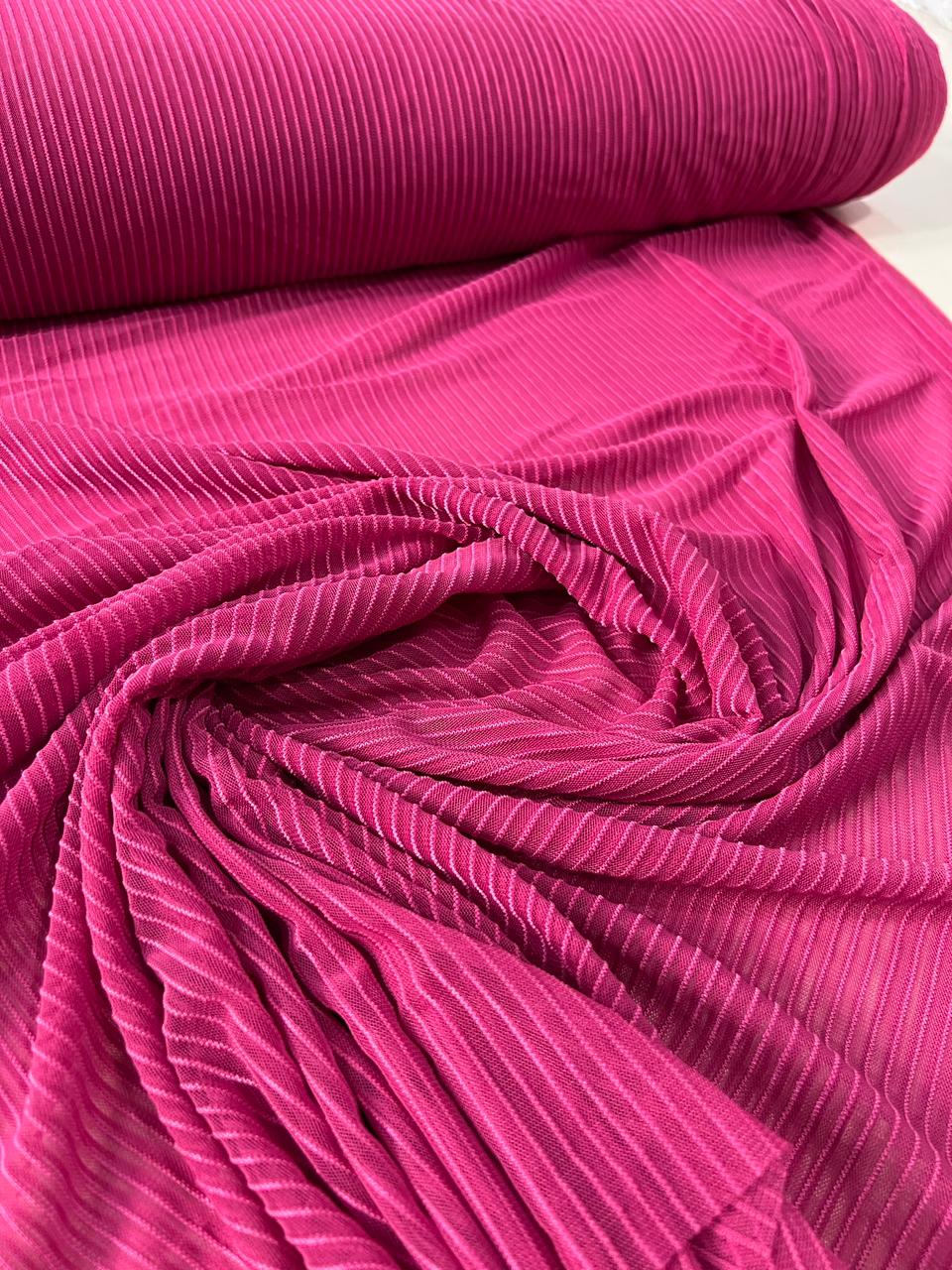 Tecido tule de malha Plissado ou microtule com elastano fios em lurez- 1,60m largura