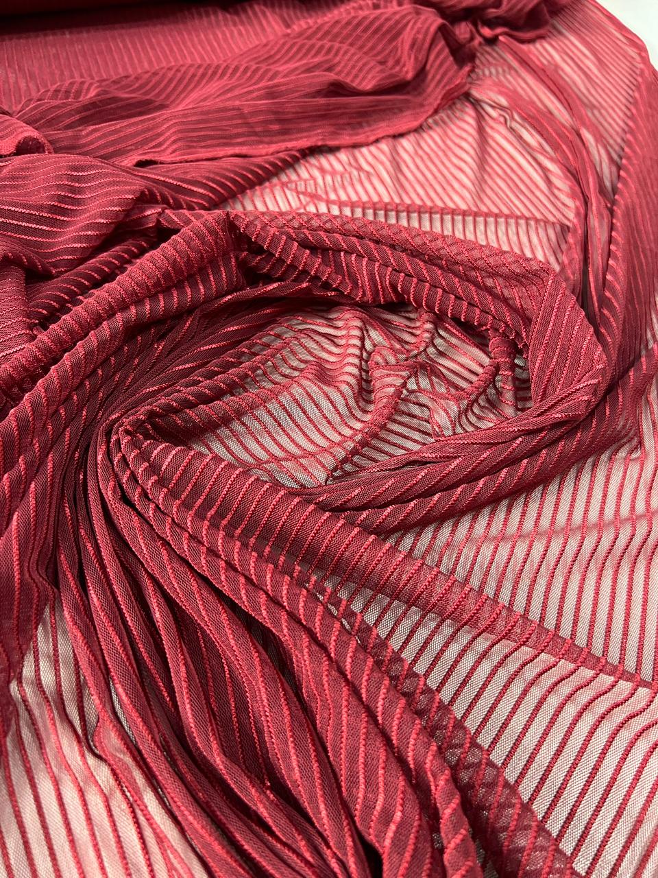 Tecido tule de malha Plissado ou microtule com elastano fios em lurez- 1,60m largura