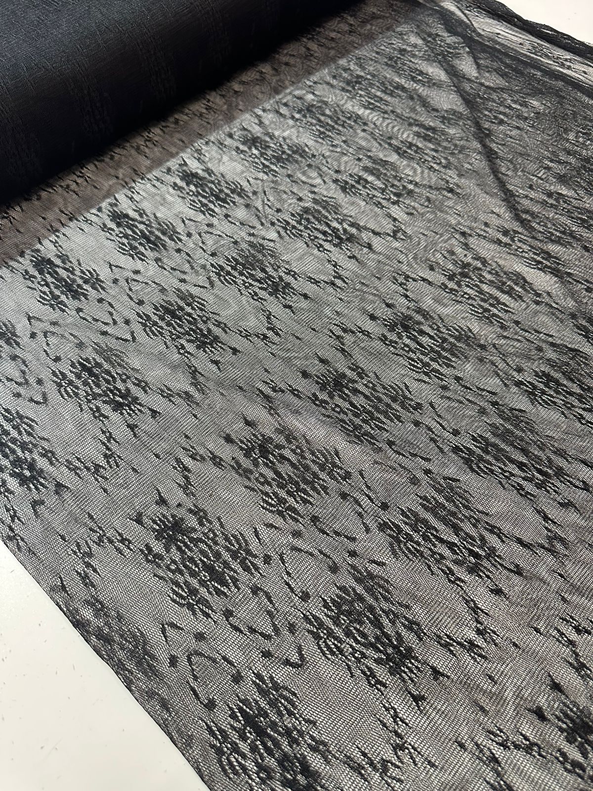 Tecido Tule rendado Jacquard 1,50m largura