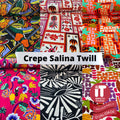 Tecido Crepe Salina Twill Liso e estampado 1,40m largura