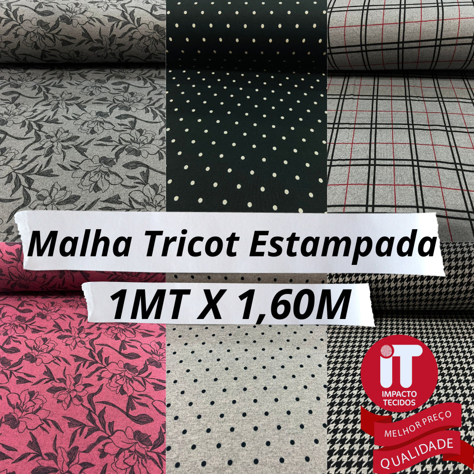 Tecido malha tricot Estampada lãzinha 1,60m largura