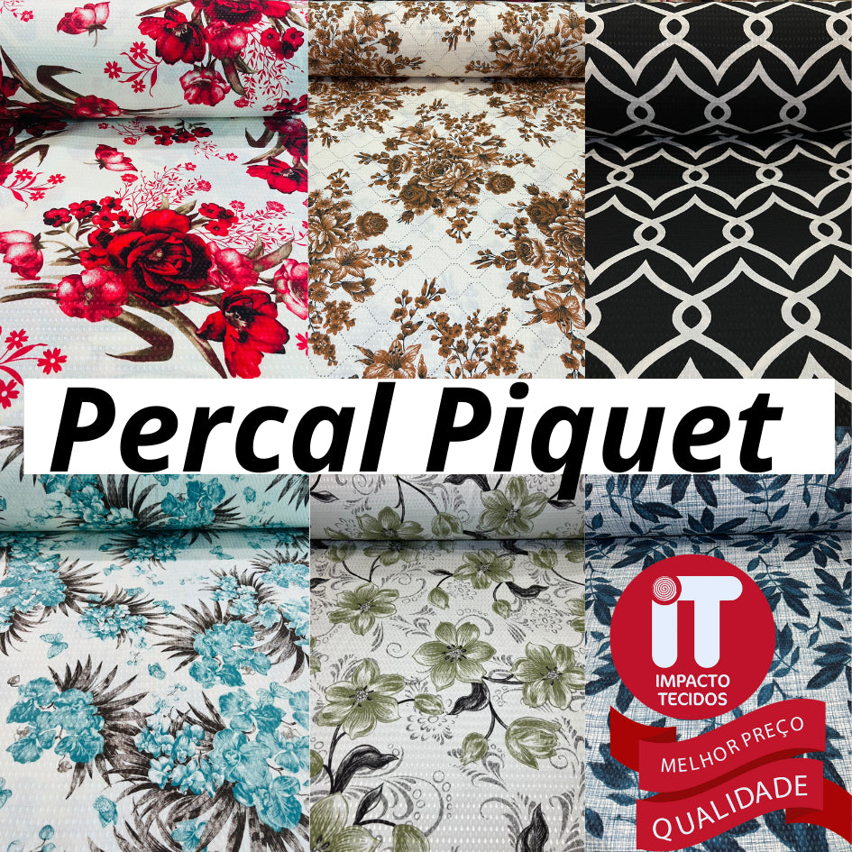 Tecido Percal Piquet liso e estampado 2,50m largura