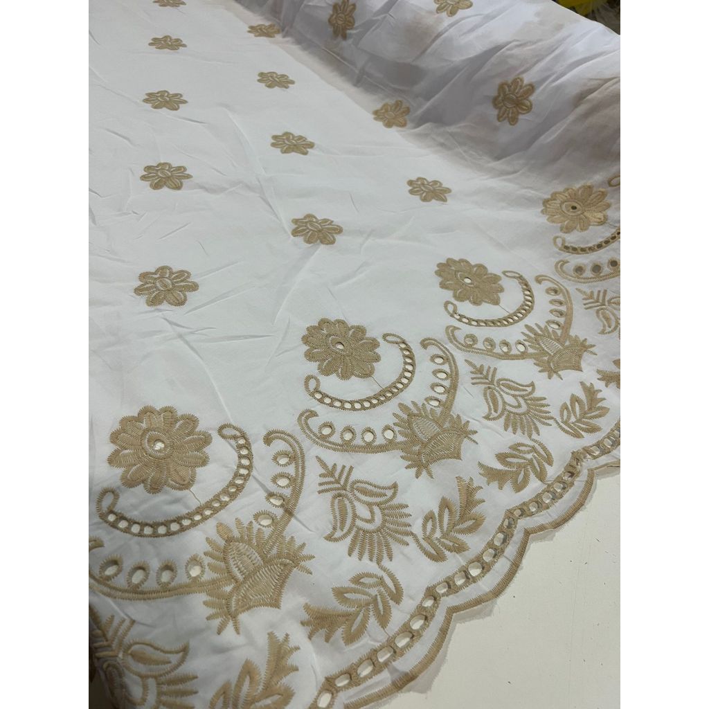 Tecido Laise Richilieu Barrada premium 100% algodão 1,30m largura