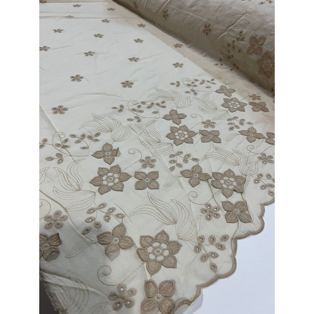 Tecido Laise Richilieu Barrada premium 100% algodão 1,30m largura