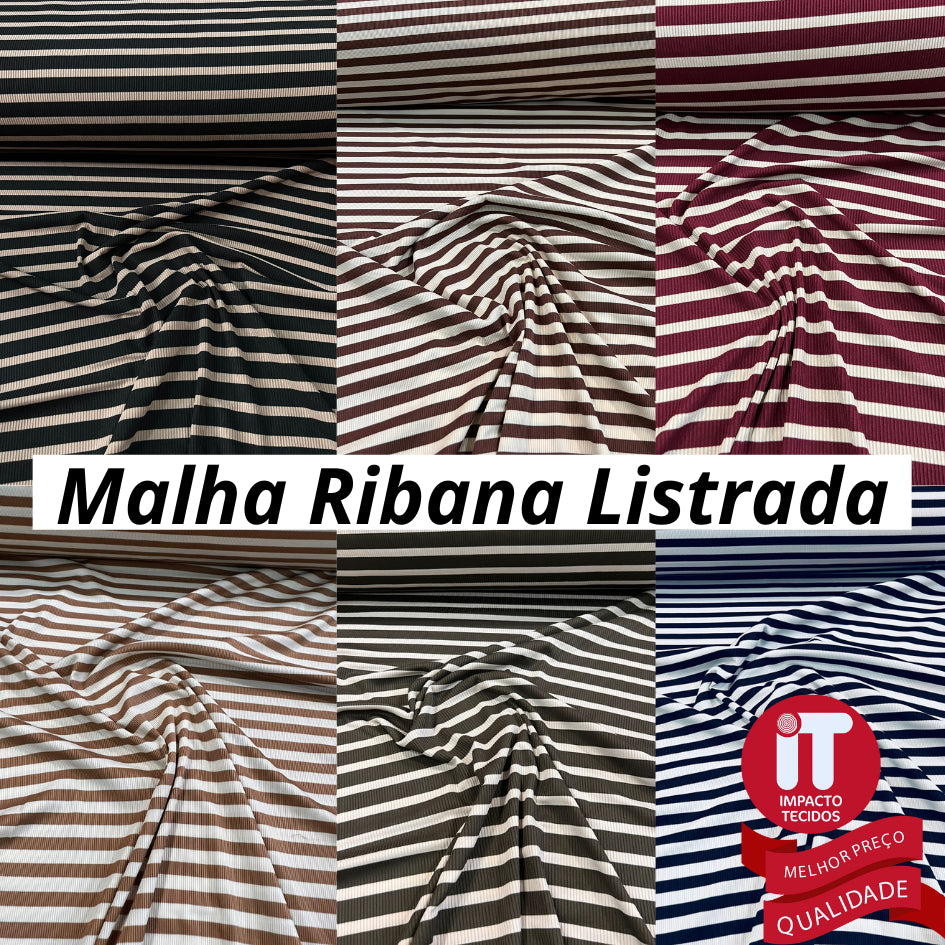Tecido Malha Ribana Listrada 1,60M largura