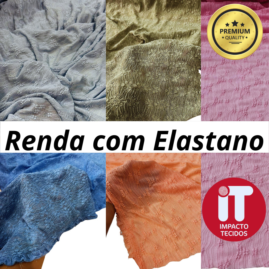 Tecido Renda Com elastano 1,50m largura