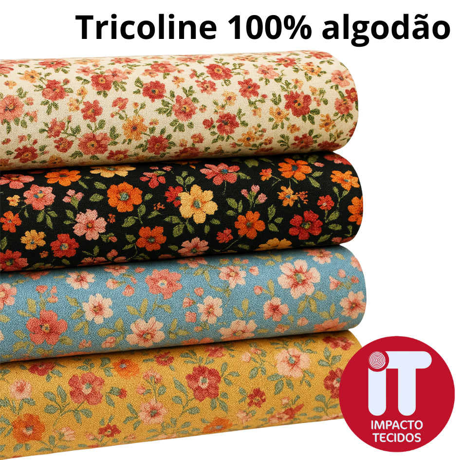 Tecido Tricoline Estampado 100% Algodão 50cmx1,50m largura- Est 101 a 133