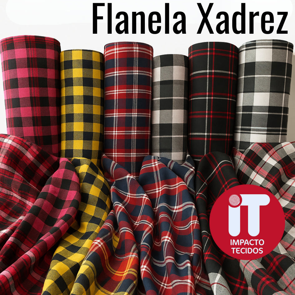 Tecido Flanela Xadrez Flanelado 1,40m largura