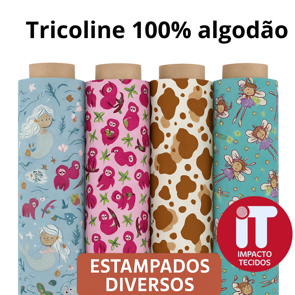 Tecido Tricoline 100% Algodão  50cmx1,5m largura- Est 1 ao 33