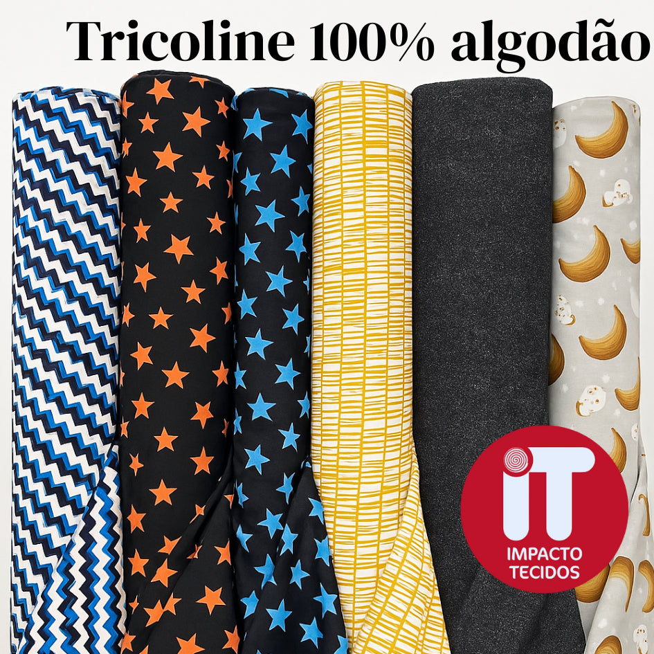 Tecido Tricoline 100% Algodão 50cmx1,50m largura-Est 134 a 188.
