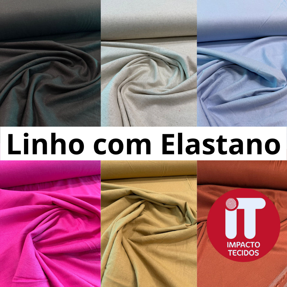 Tecido Linho com Elastano 55% linho 43% viscose 2% elastano 1,40m largura