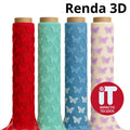 Tecido Renda 3D Borboleta Tule Bordado 100% poliester 1,40 largura