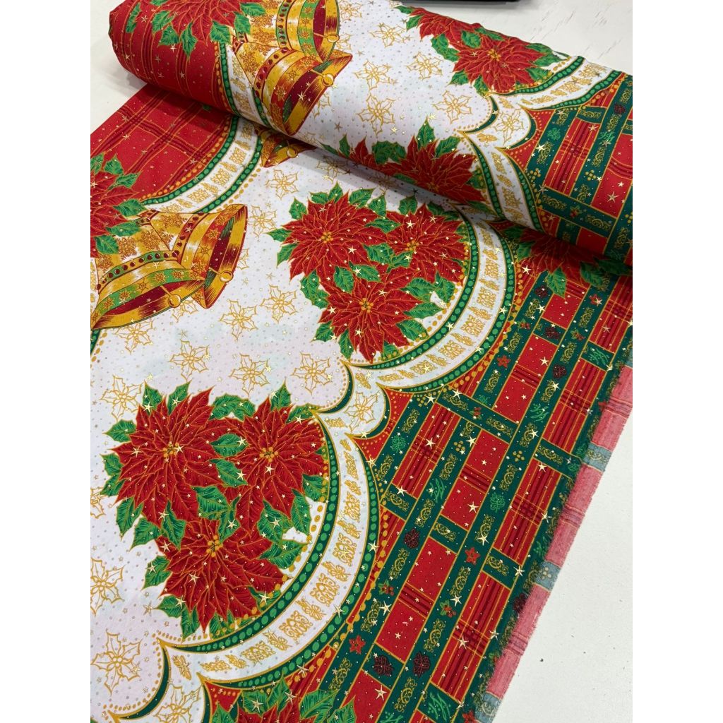 Tecido oxford Natalino com strass 1,50m de largura