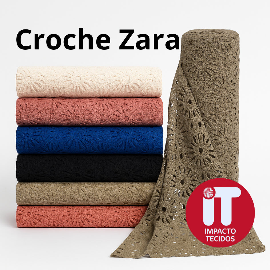 Tecido Crochê Zara Artesanal  1,30m largura