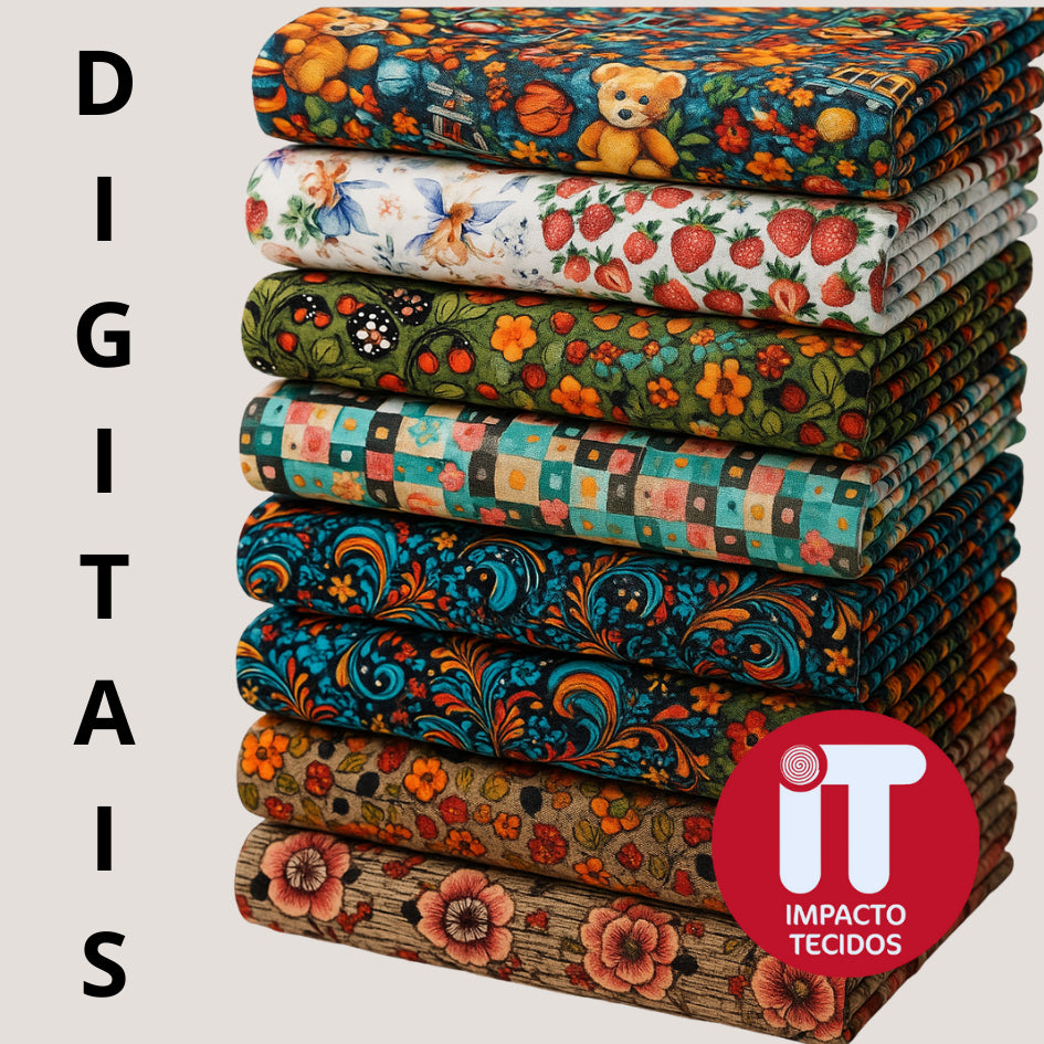 Tecido Tricoline  Estampas Digitais 100% Algodão 50cm x 1,50