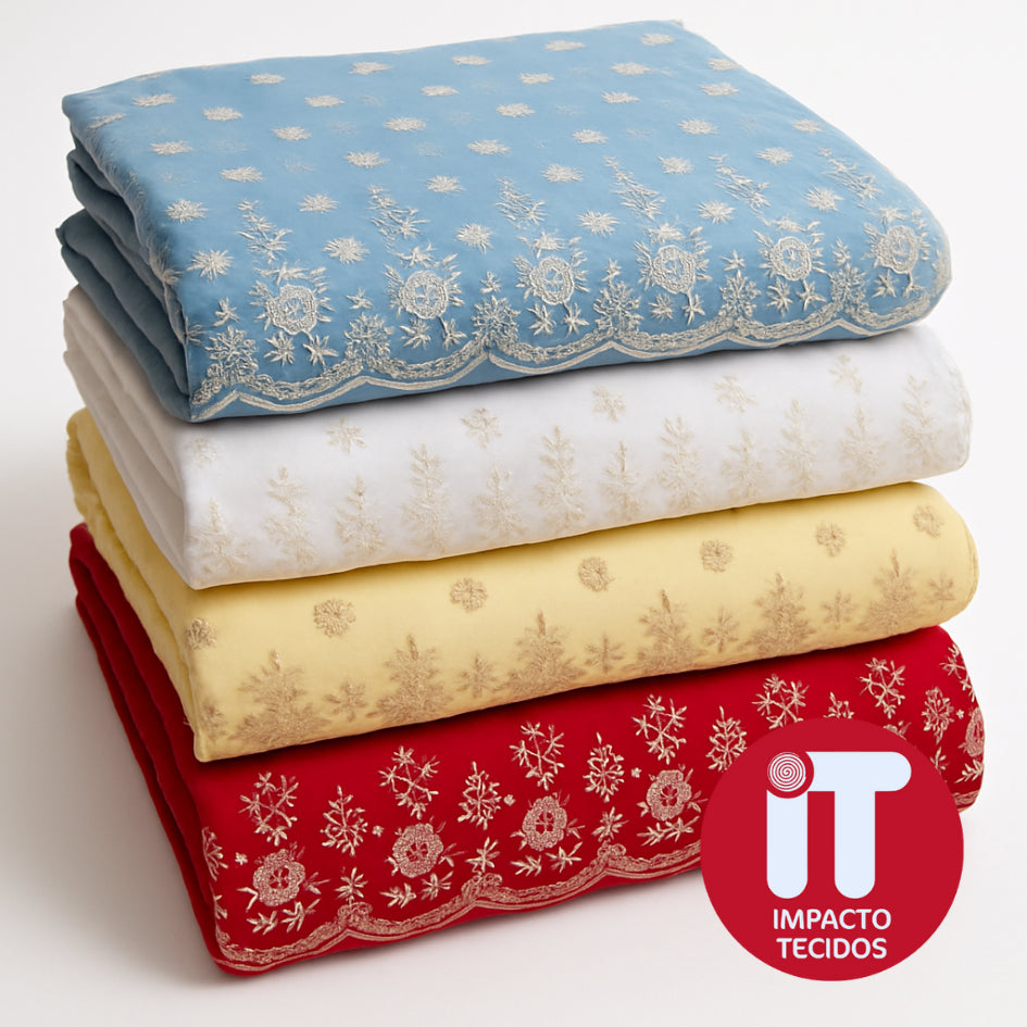 Tecido Laise Richilieu Barrada premium 100% algodão 1,30m largura