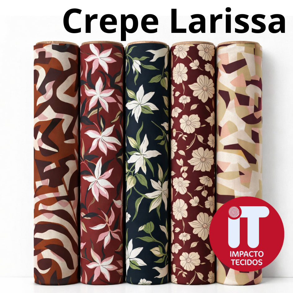 Tecido Crepe Larissa estampado e Liso  1,50m largura