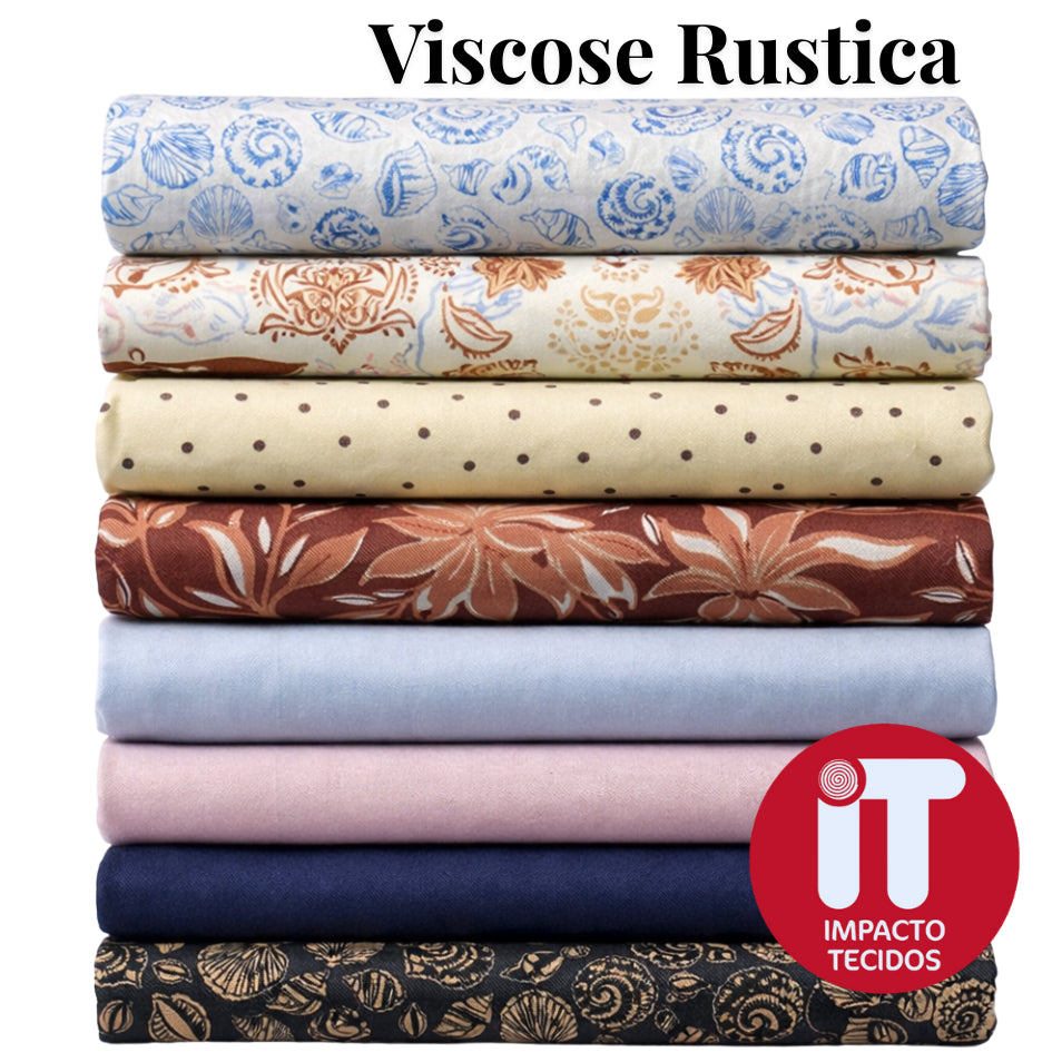 Tecido Viscose Rústica Estampada 80% Viscose 20% linho 1,50m largura