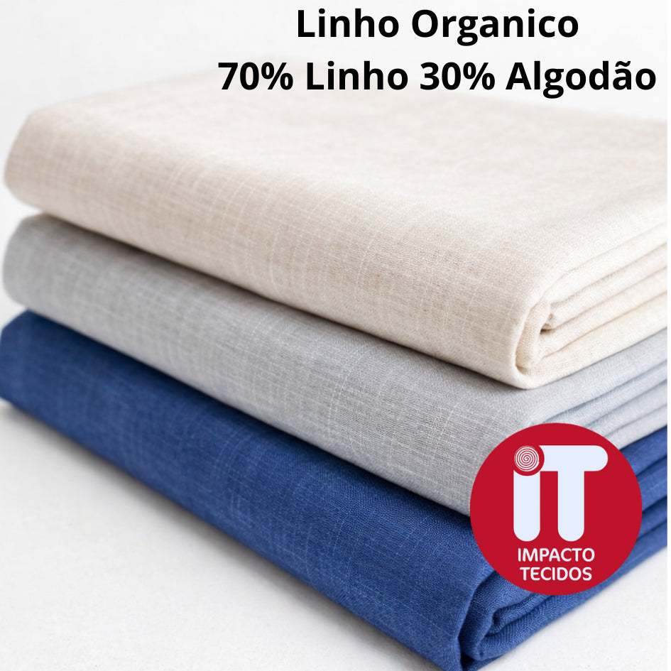 Tecido Linho Organico Liso Premium 1,40m largura