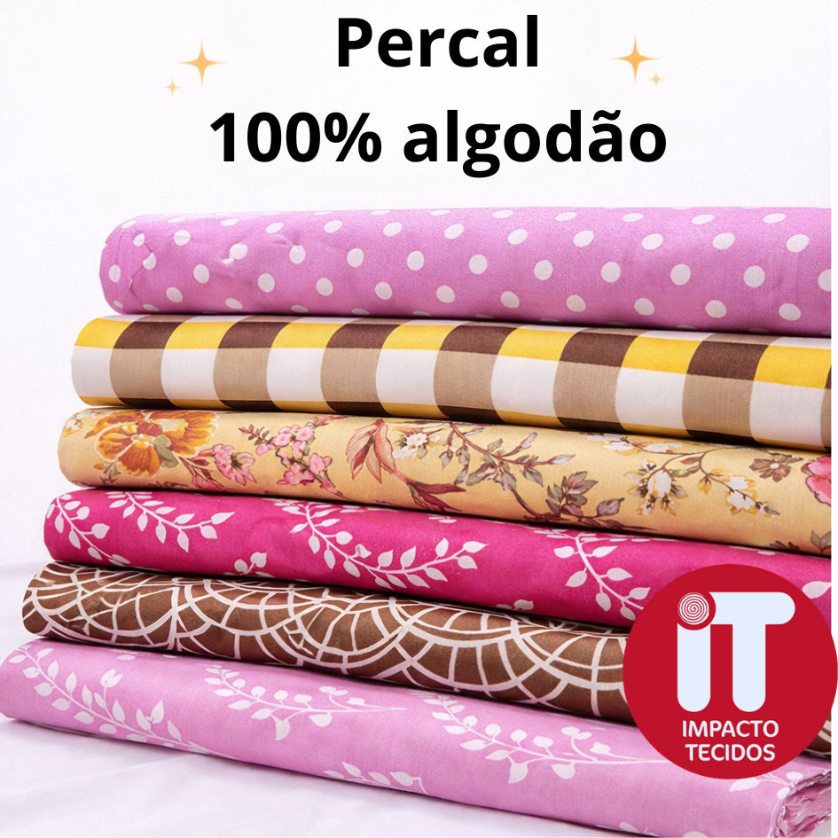 Tecido Percal 180 fios 100% Algodão 2,50m largura