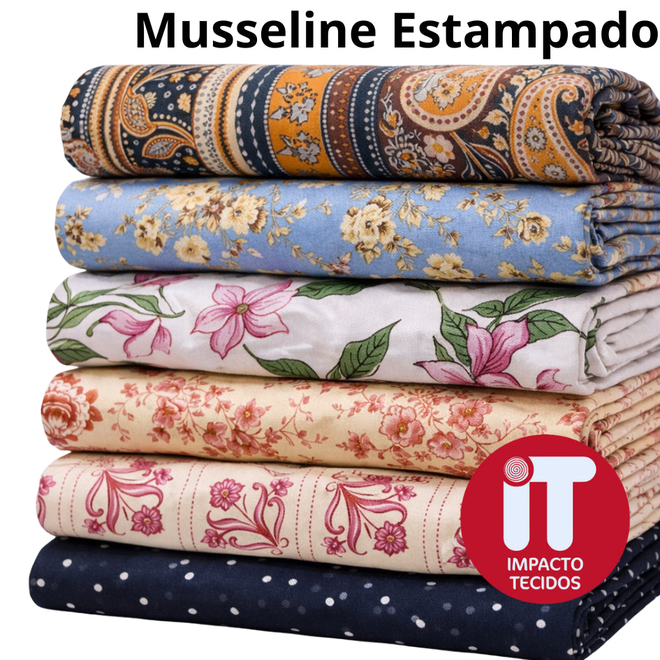 Tecido musseline Chiffon Estampado 1,40 largura