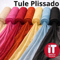 Tecido tule de malha Plissado ou microtule com elastano fios em lurez- 1,60m largura
