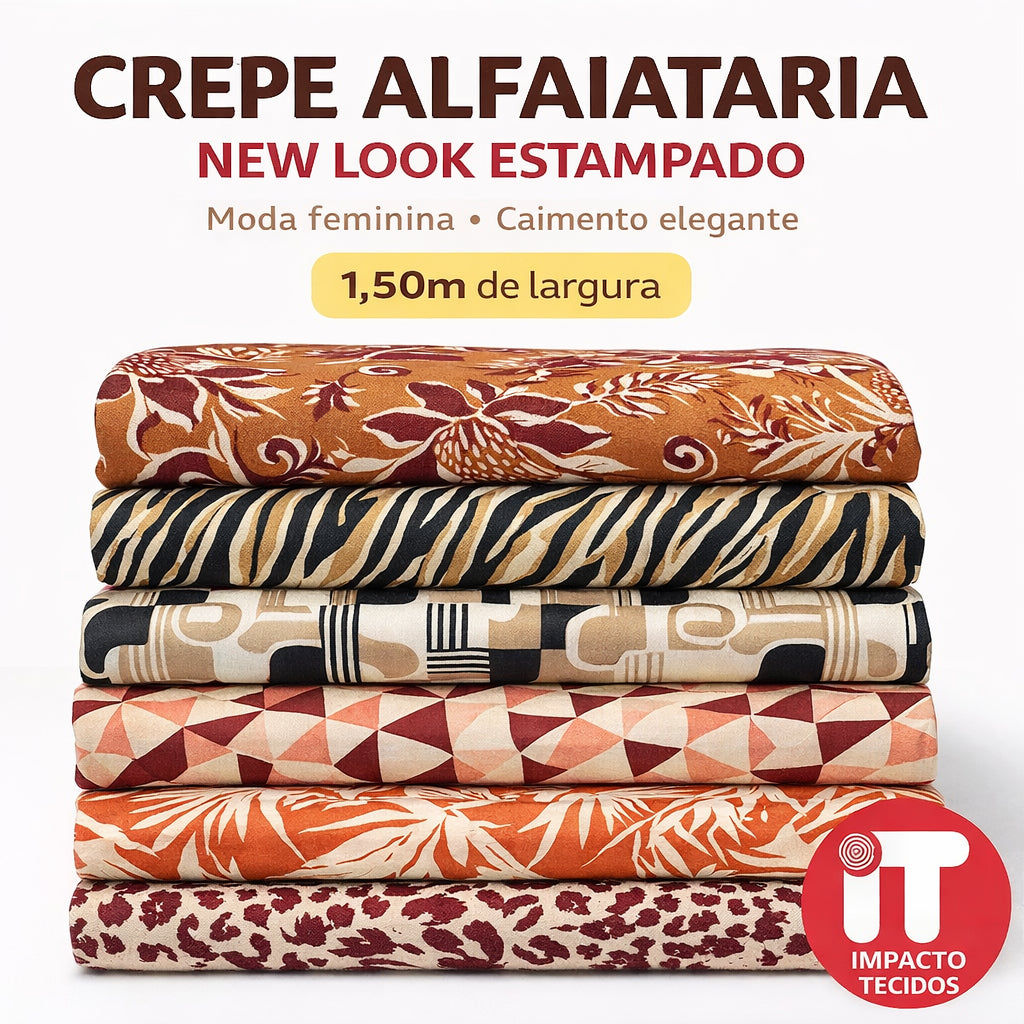 Tecido Crepe Alfaiataria New Look Estampado 1mt x1,50m Largura
