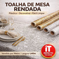 Toalha de Mesa de Plástico Rendada Térmica e impermeável 1mt x 1,38m largura