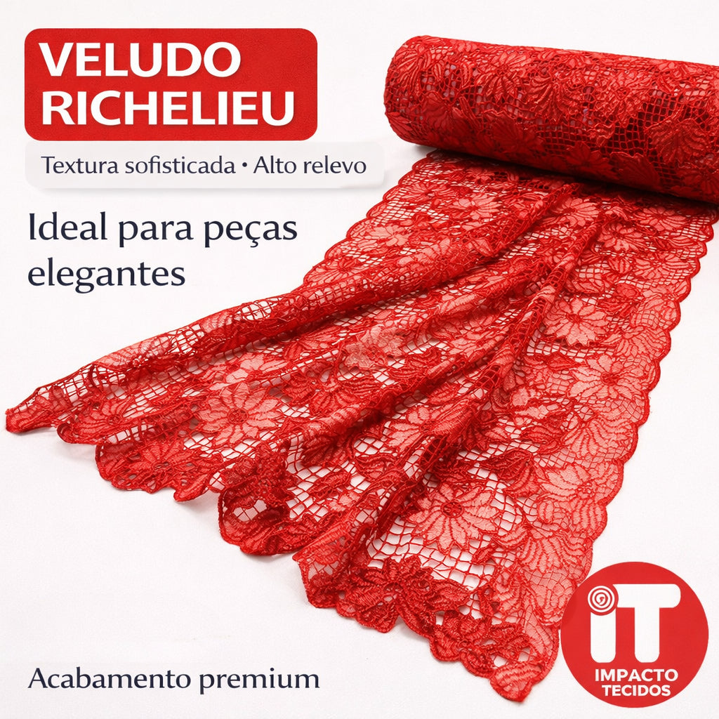 Tecido Renda Veludo Richilieu 1,40m largura