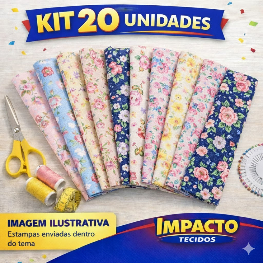kit Retalho Tricoline 100% algodão - 25cm x 45cm largura