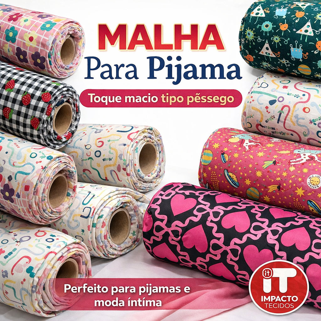 Tecido Malha para pijama estampada Suede Light Ultra Macio 1,60m largura