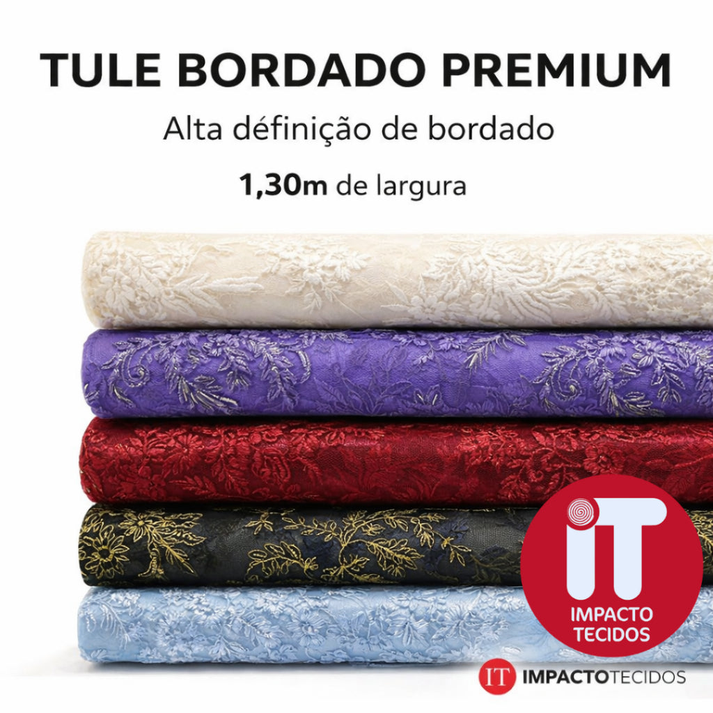 Tecido Tule Bordado 1,30m largura