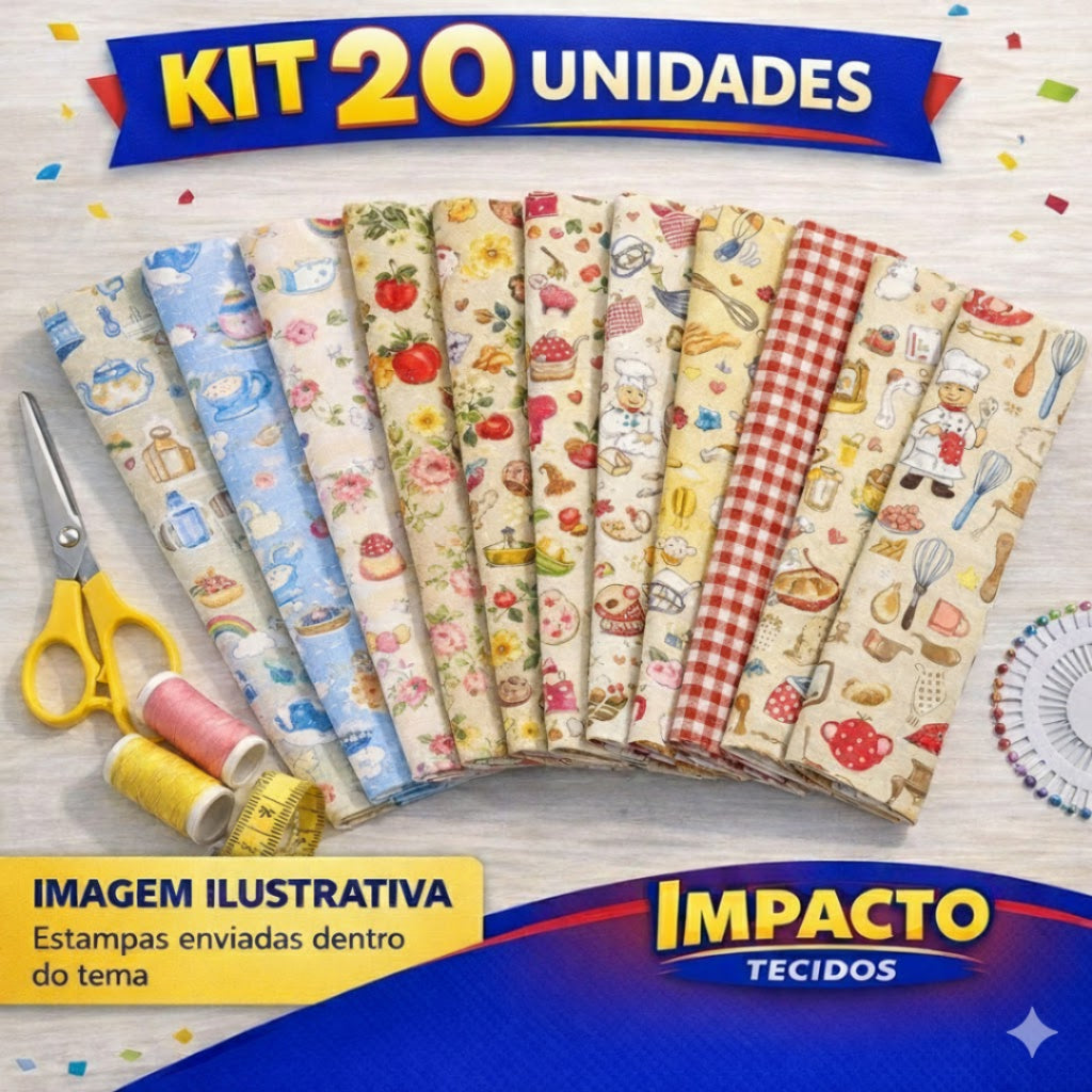 kit Retalho Tricoline 100% algodão - 25cm x 45cm largura