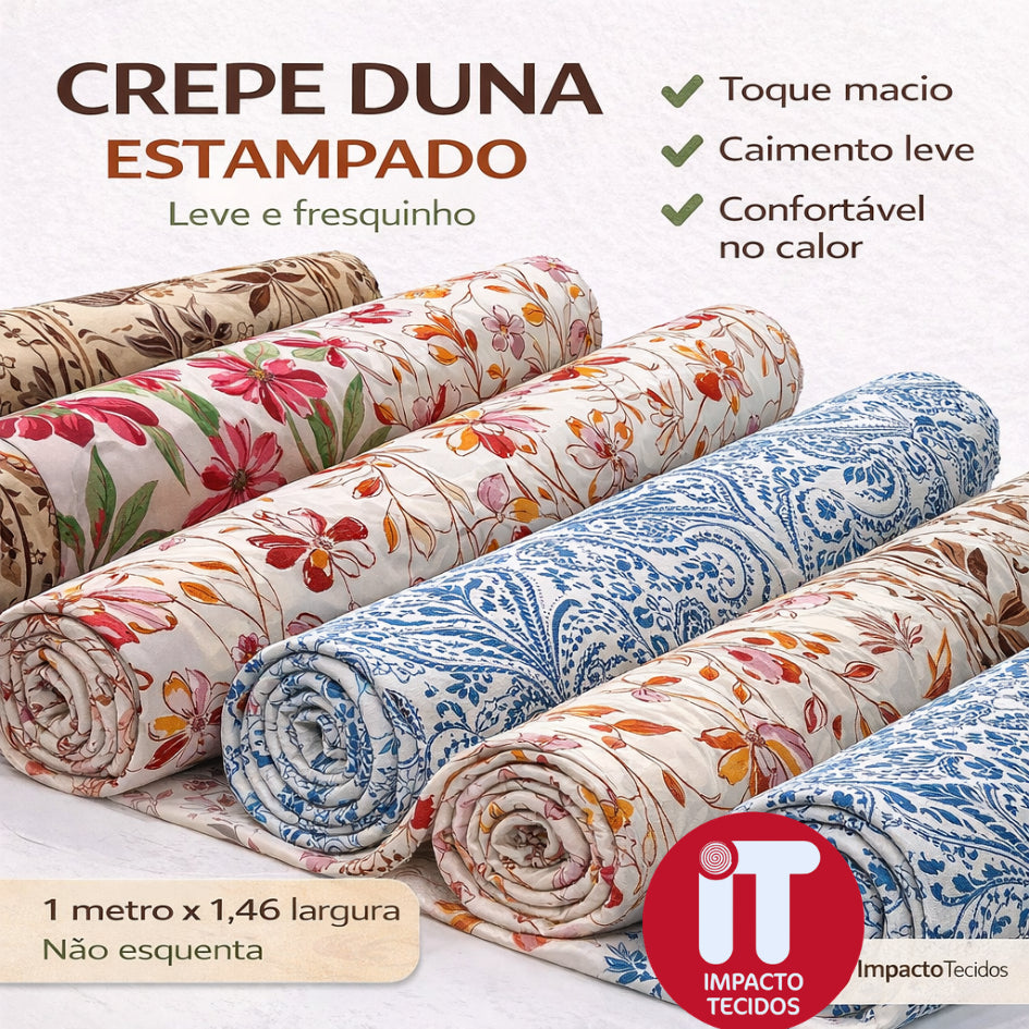 Tecido Crepe Duna Estampado  1,46 lagura