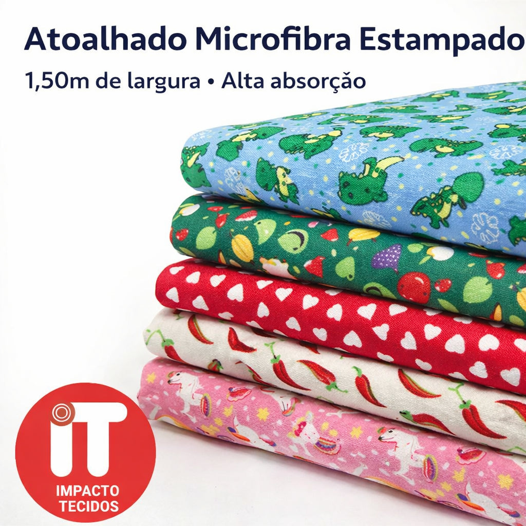 Tecido Atoalhado Felpudo Microfibra Estampado 1,50mt Largura