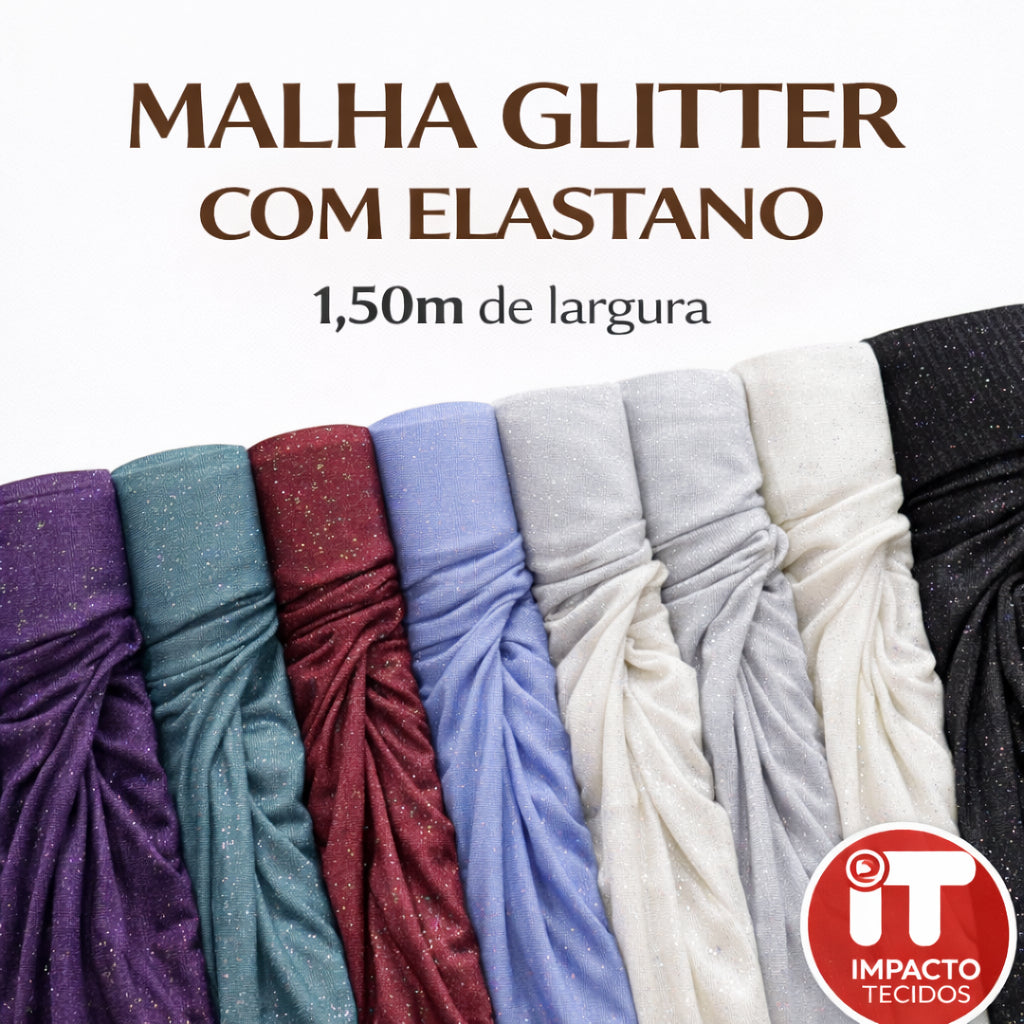 Tecido Malha glitter com Elastano 1,50m largura